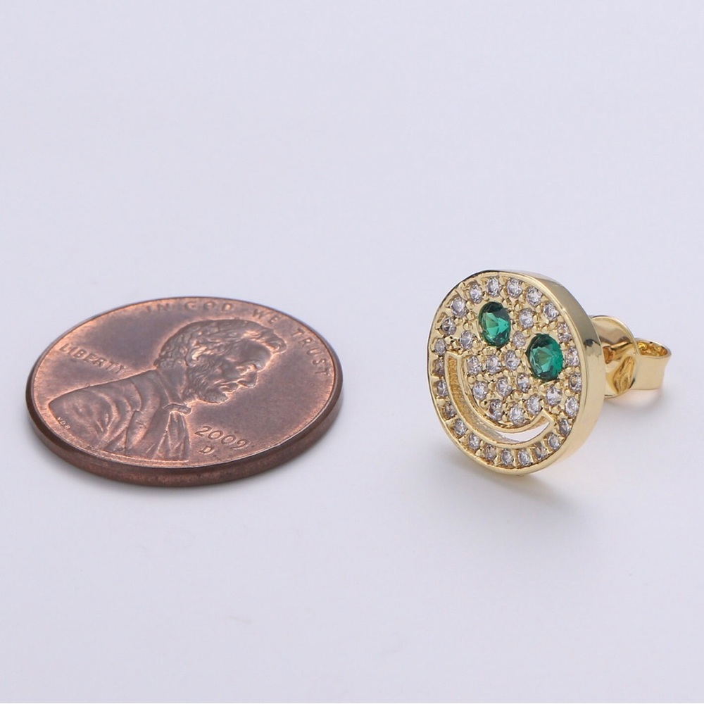 Smiley stud earrings - Picture 2 of 8